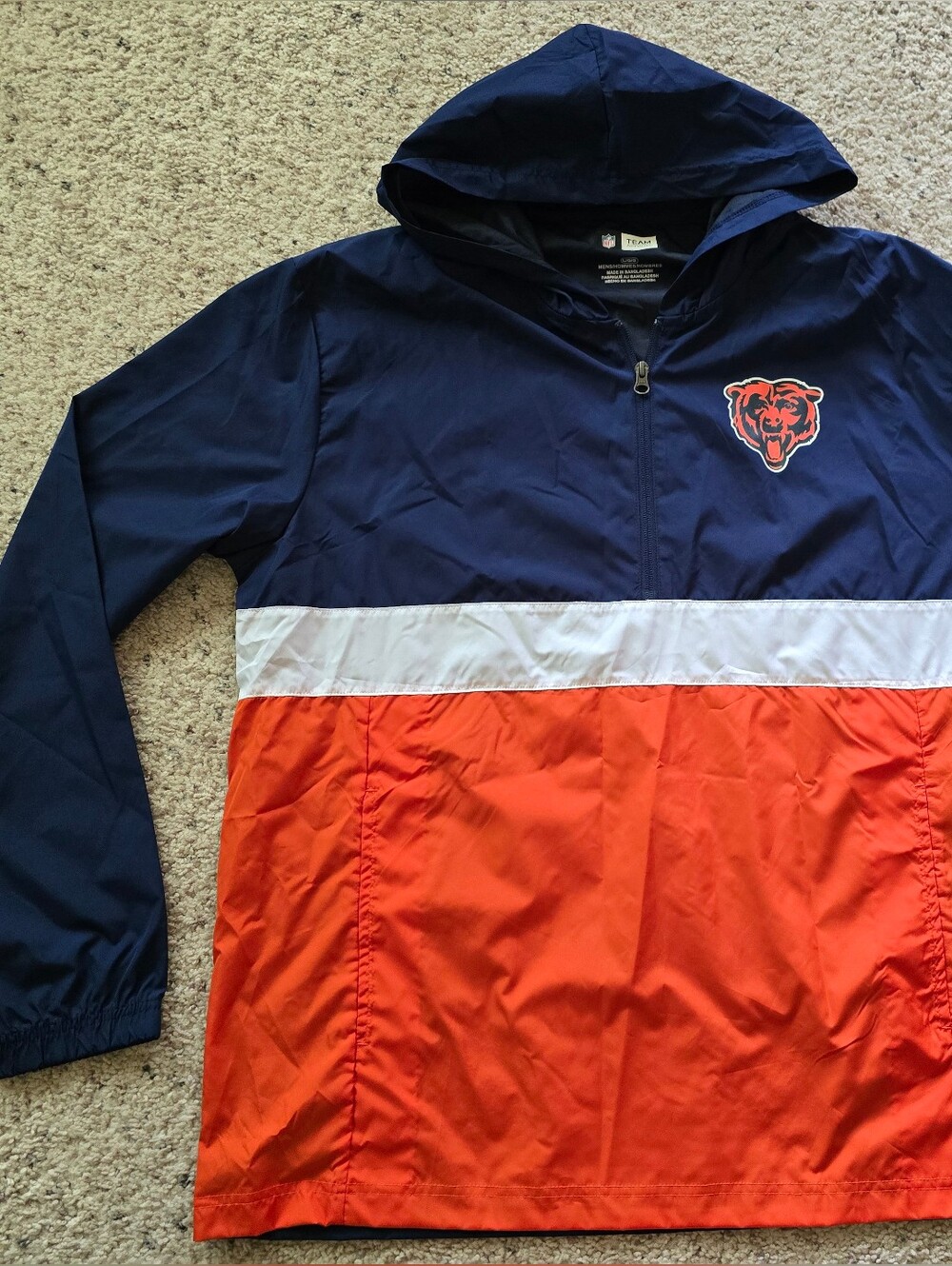 Chicago Bears Navy and Orange Pullover Windbreaker